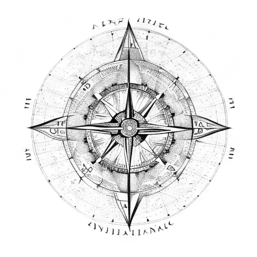 Old Fashioned Map Of The Continents With A Mandala Style Old Fashioned Compass