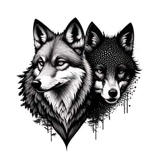 A Mix Of Fox And Wolf With Forest Shadows