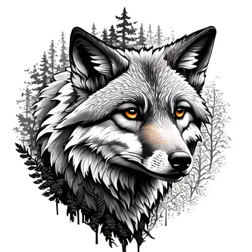 A Mix Of Fox And Wolf With Forest Shadows