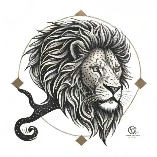 Lion And Zodiac Sign Lion Face