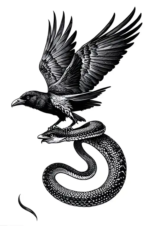 A Snake That Catches A Crow Flying
