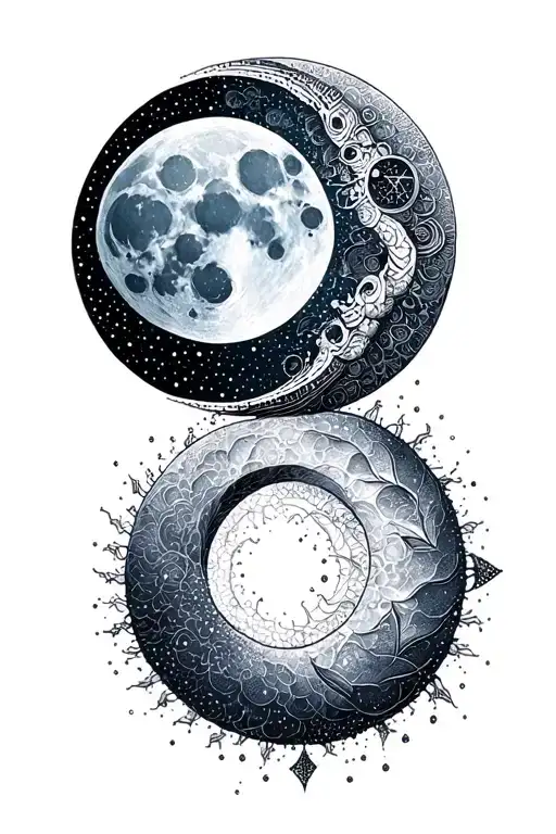 Spine Moon Phase Tattoo Elegant Design Incorporating Symbols