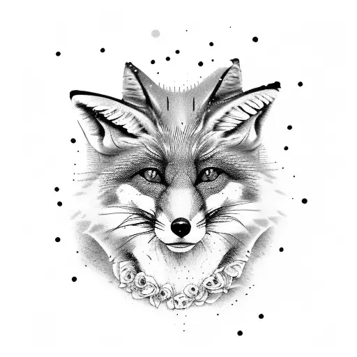 Sitting Fox With Rose Between The Legs