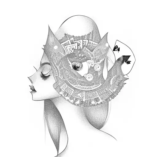 Girl With Money And Cards