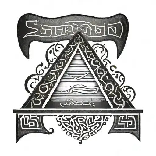 A Dotwork Design Of Egyptian Hieroglyphics Spelling Out 'Strength'