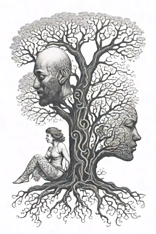Man And Woman Transform In Tree Of Life