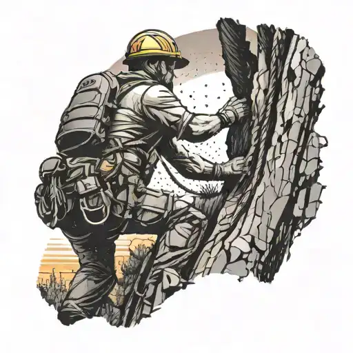 A Rope Access Technician Scaling A Cliff Face With A Beautiful Sunset Behind Them