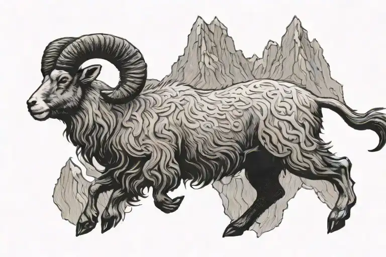 Leaping Beareded Mountain Goat