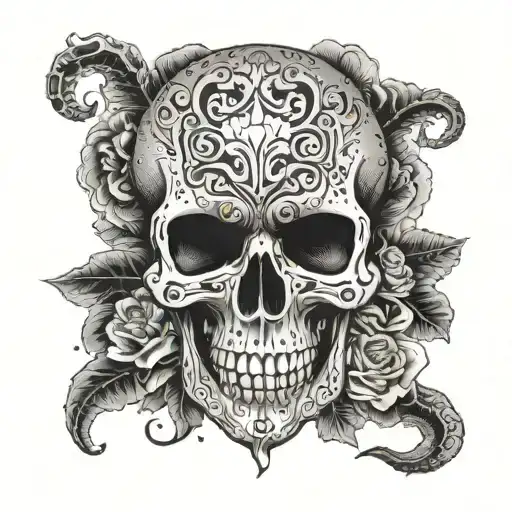 Skull On The Back Tattoo Design