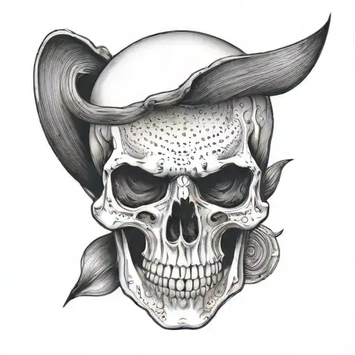 Half Skull On The Back Tattoo Design