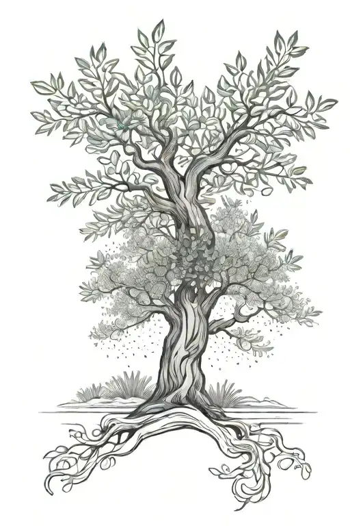 Olive Tree Tattoo With Trunk Plan Portugal And Foliage Plan France