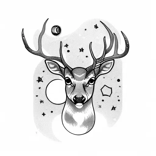 Deer With Stars And Square With Moon