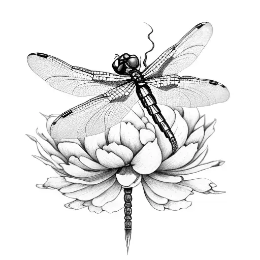 Dragonfly Landing On Peony