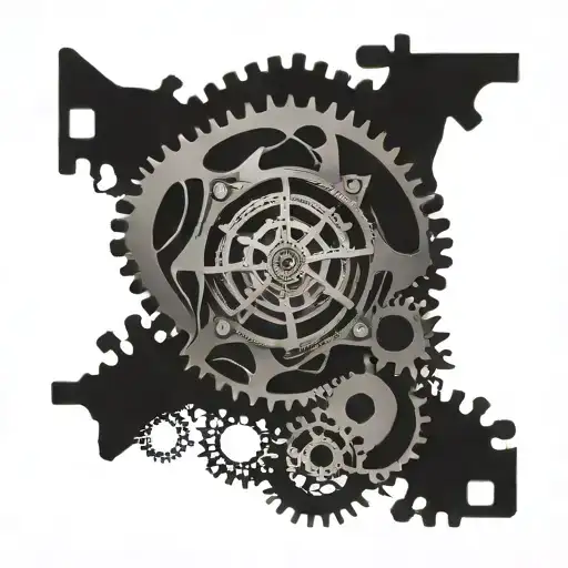 Abstract Geometric Design Incorporating Elements Of A Bicycle Chain And Gears