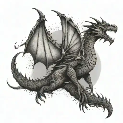 A Dragon Made Of Binary Code Breathing Fire On A Mountain Landscape