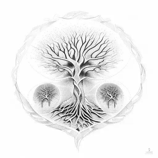 A Tree Of Life Intertwined With Binary Code