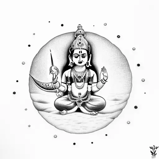 Krishna Sitting On The Crescent Moon