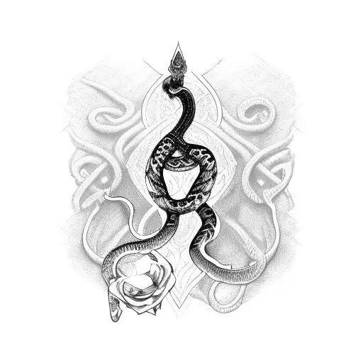 Dagger With Snake Wrapped Around With A Rose Hilt