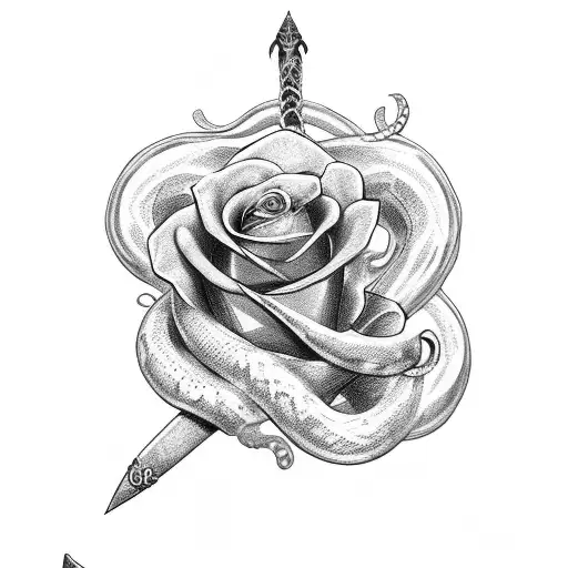 Dagger With Snake Wrapped Around With A Rose For The Hilt