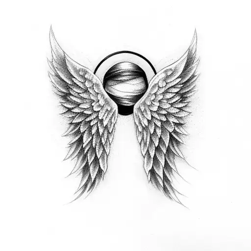 Angel Wings With Halo On Top With Words Ttfialy On The Inside