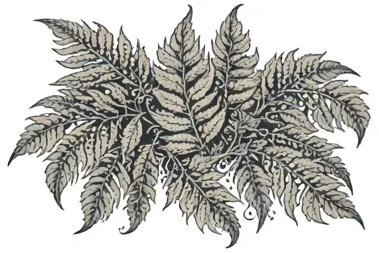 Ferns Shoulder Piece With Tiny Flames Leaves Representing A Firefighter