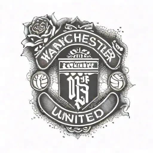 Depict The Manchester United Crest Intertwined With A Football In A Dotwork Design