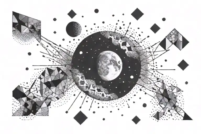 Detailed Moon With Geometric Background