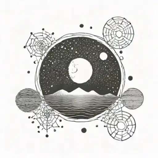 Simple Moon With Geometric Background