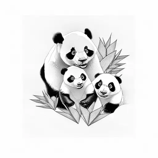 Panda With Family Of 3