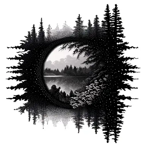 An Abstract Design Of Sound Waves From Music Intertwining With Nature Elements