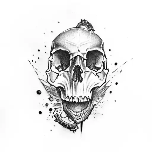 Skull With Blood Acuarela