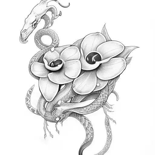 Snowdrop Flower And Capricorn Zodiac And Snake