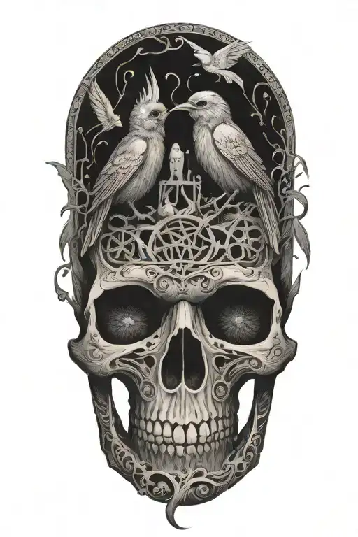 An Abstract Representation Of Death By Alcoholism Intertwined With Birds