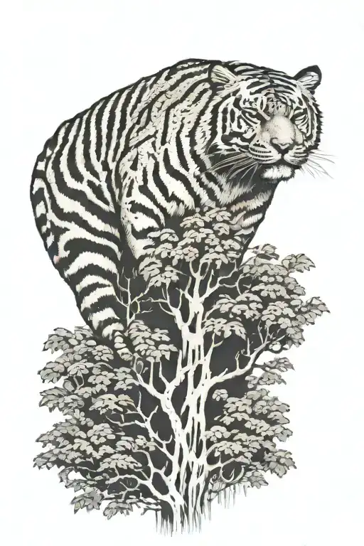 Tiger Climbig Tree
