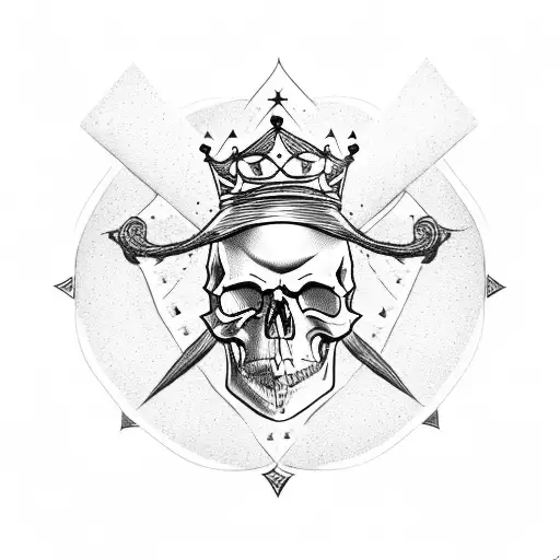 Skull Wearing A Crown With The Ace Of Spades On The Crown As Symbol