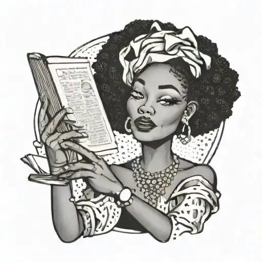 A Traditional Style Black Woman Holding A Joint In One Hand And A Book In The Other