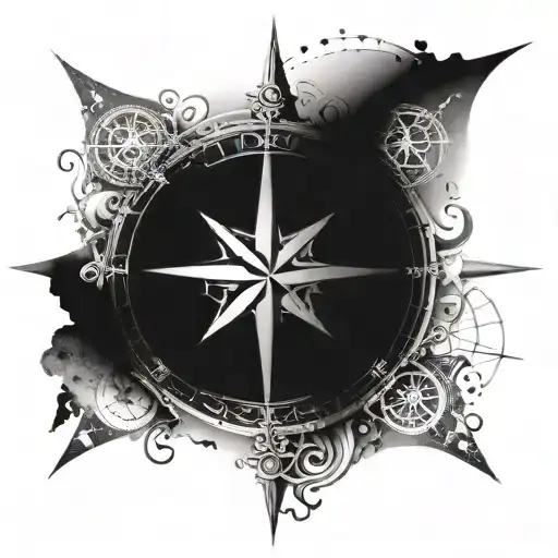 A Detailed Compass Rose With Symbols Representing Your Independence And Love For Travel