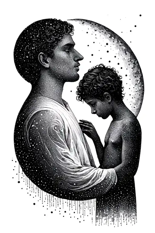 Moon And Child And Father And Son