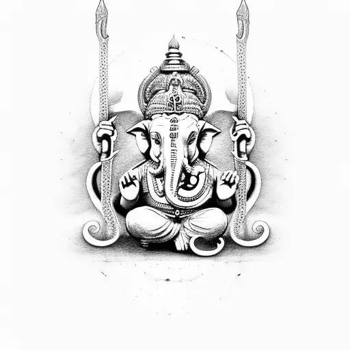 Ganesha With Norse Mythology Strength Symbol