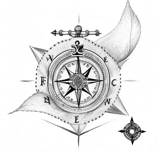 Forearm Sleeve Tattoo With Flowers And Compass And Anchor