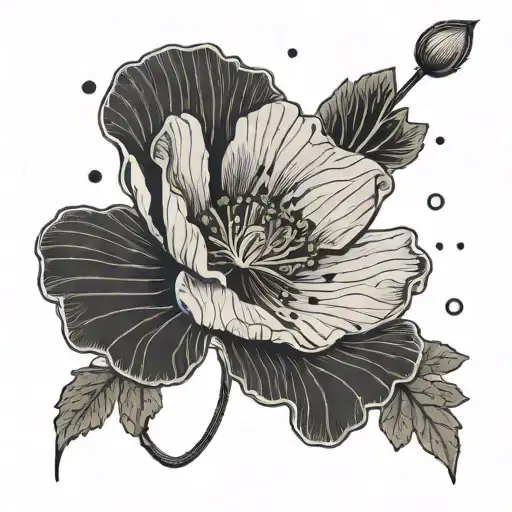 Minimalist Line Art Of A Poppy Flower With 'Pace' Integrated In A Unique Font