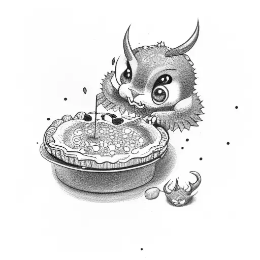 Cute Baby Devil Eating Pie