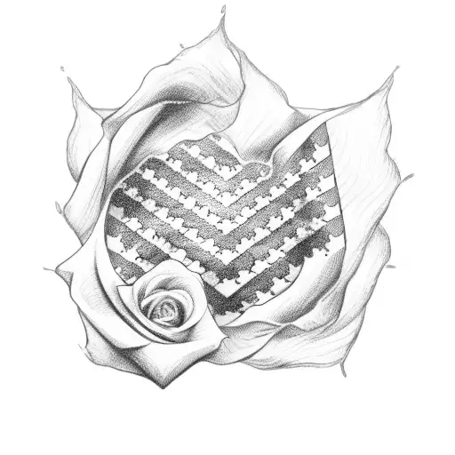 American Flag With Rose