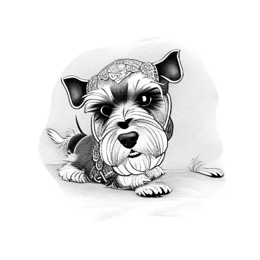 Sleeping Schnauzer Over A Line