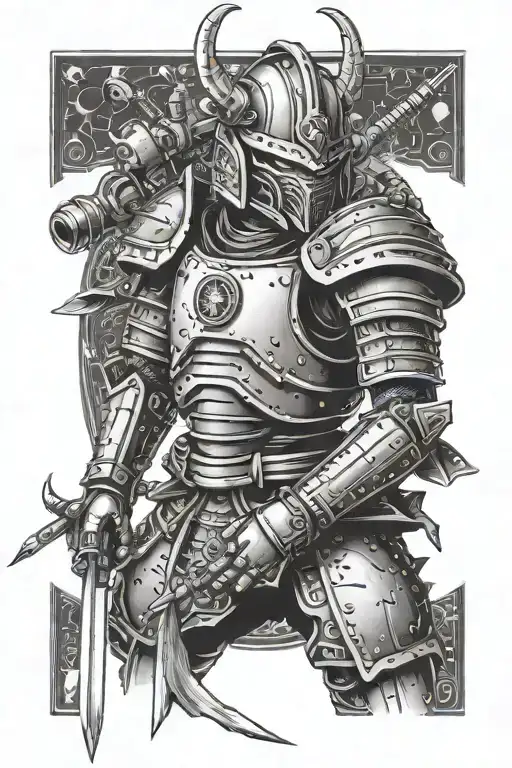 A Robotic Samurai Warrior Battling Against An Army Of Alien Invaders