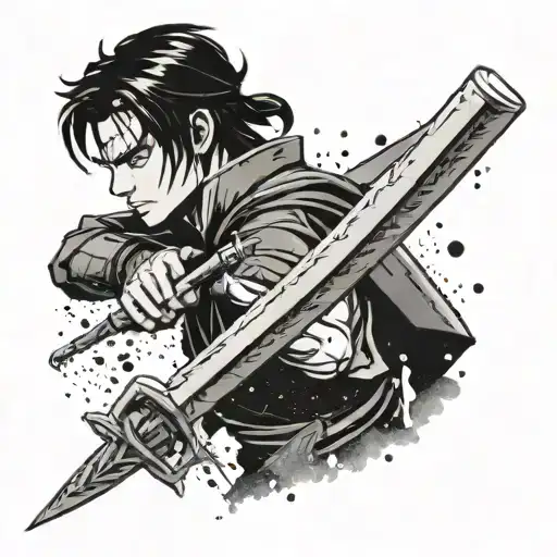 A Tattoo Design Of Zuko's Iconic Dual Swords Crossed Over A Comic Book Panel Background