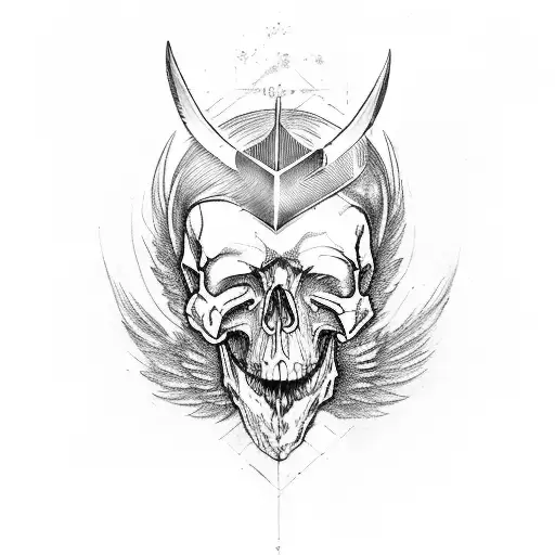 Sword In Skull And Wings Behind The Skull