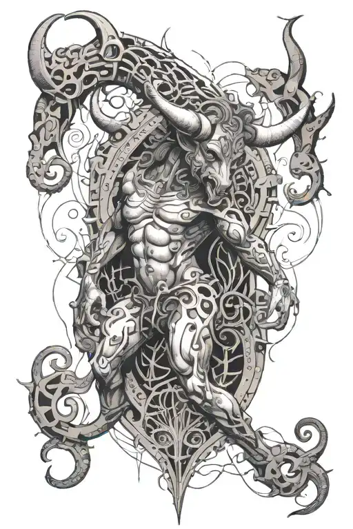 A Labyrinth Of A Minataur Flowing Into Gothic Abstraction