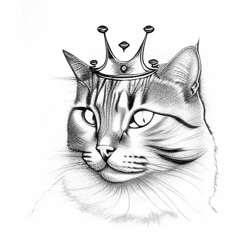 Cat With Crown In Forest