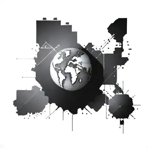 Design A Tattoo Of A Stylized Globe Surrounded By Business Charts And Graphs